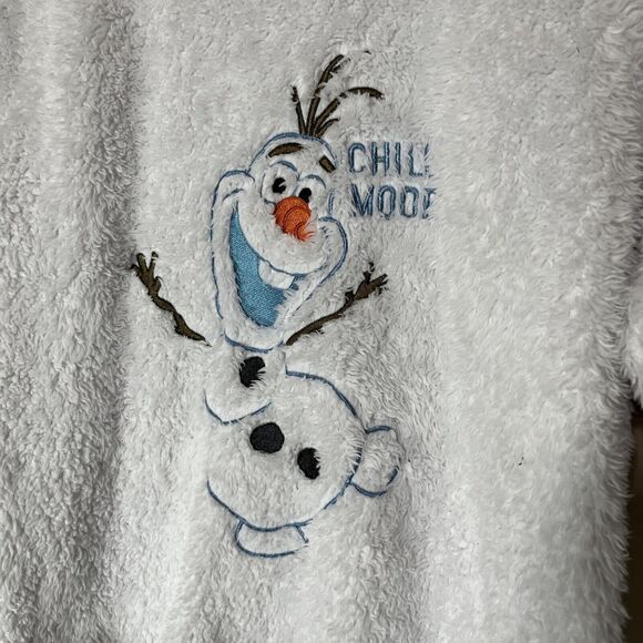 Olaf Frozen Disney Sweatshirt Chill Mode Fuzzy PJ Top Sz S White Snowman - Picture 2 of 6